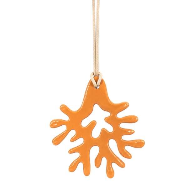 AZIET -  Buffalo Horn & Lacquer Necklace In Salmon Coral Pendant