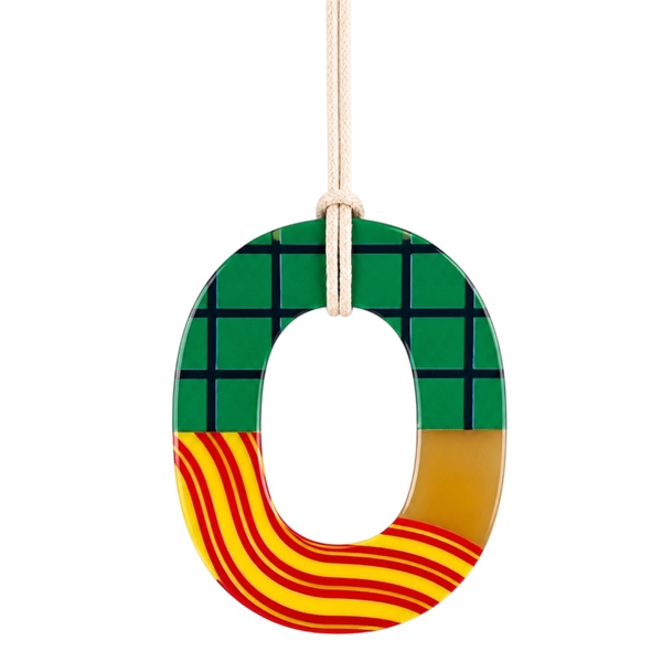AZIET -  Buffalo Horn & Lacquer Necklace In Green Grid & Line