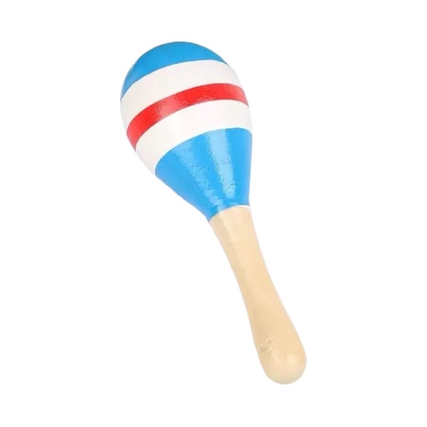 Baby Maracas Wood Toy in Navy, White & Red