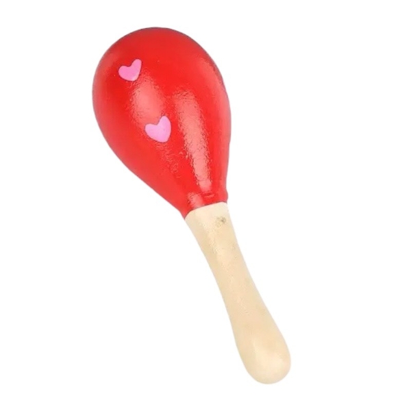 Baby Maracas Wood Toy in Red With Heart
