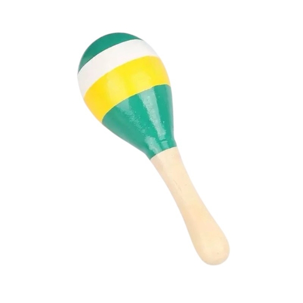 Baby Maracas Wood Toy in Green, White & Yellow