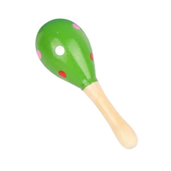 Baby Maracas Wood Toy in Green With Dots