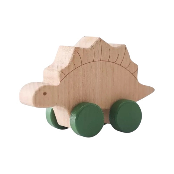Children's Green Stegosaurus Wooden Toy Car