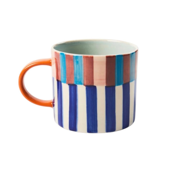 BAT TRANG - Ceramic Square Mug In Colorful Stripe