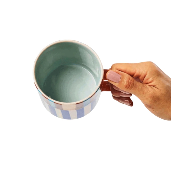 BAT TRANG - Ceramic Square Mug In Colorful Stripe