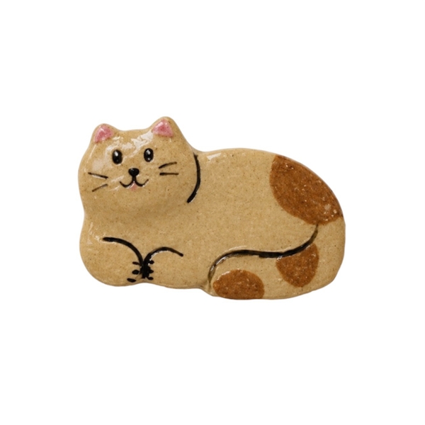 LINDO CRAFTS - Brown Spot Cat Lying Ceramic Pin