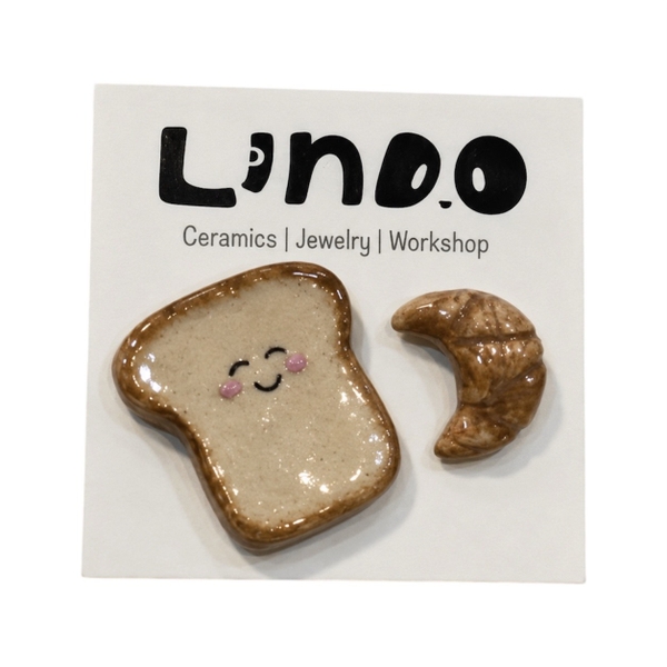 LINDO CRAFTS - Bread and Croissant Ceramic Pin