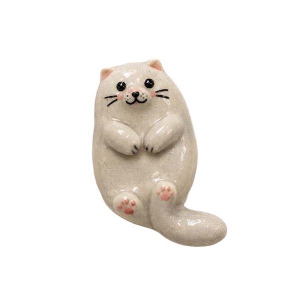 LINDO CRAFTS - White Cat Ceramic Magnet
