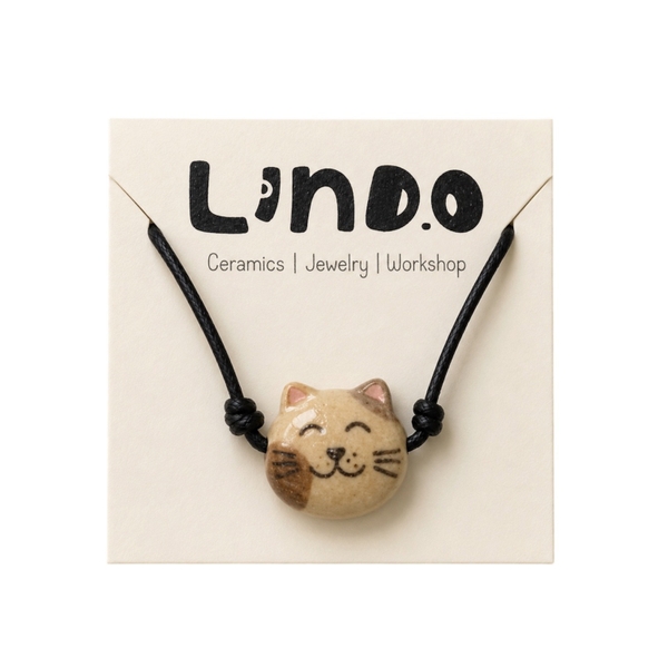LINDO CRAFTS - Ceramic Necklace In Brown Cat