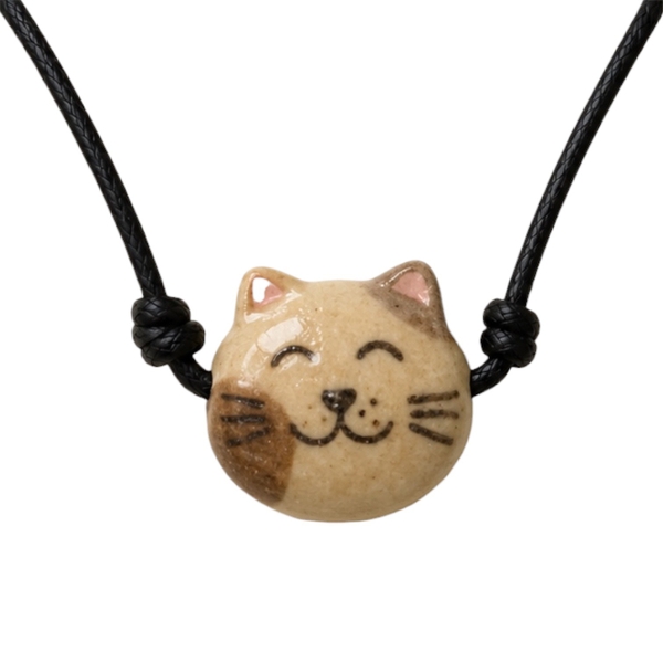 LINDO CRAFTS - Ceramic Necklace In Brown Cat