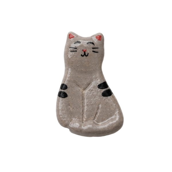 LINDO CRAFTS - Grey Cat Ceramic Pin