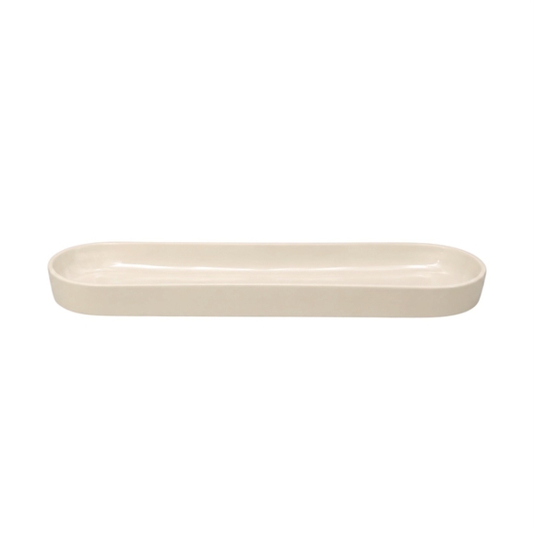 BAT TRANG -  Ceramic Thick Oval Tray In Beige