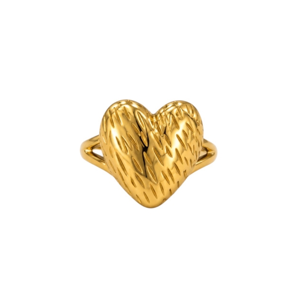 ROUGE - 18K Gold Plated Texture Heart Ring