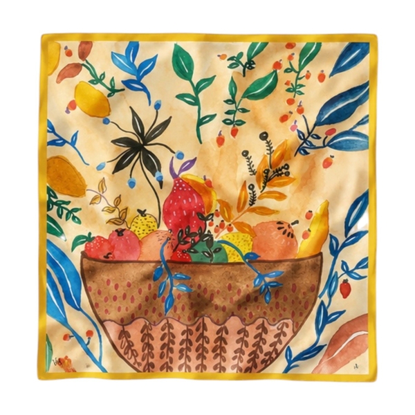 LY VU -  ‘Tropical Fruit’ Silk Carre Scarf