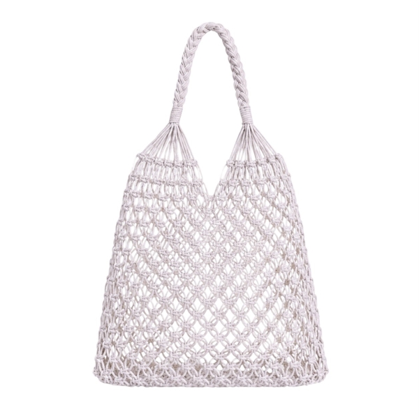 Cotton Macrame Market Tote Bag in White