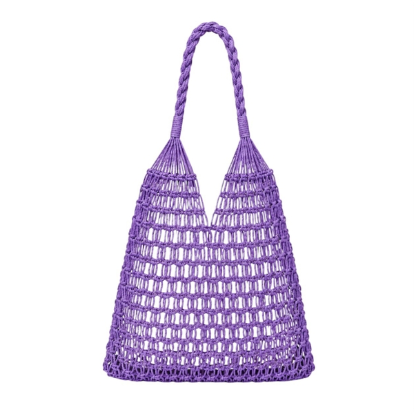 Cotton Macrame Market Tote Bag in Lilac