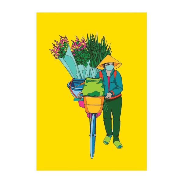 Line Study Studio - ‘Flower Seller Colored' Art Print