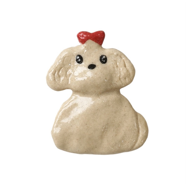 LINDO CRAFTS - Dog With Bow Ceramic Pin
