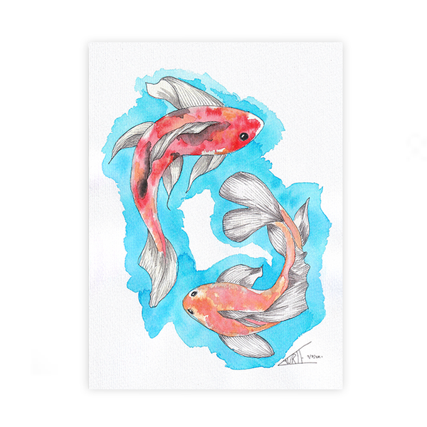 LAURIE DRAWS - ‘Koi Fishes' Postcard