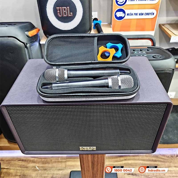 Loa Acnos Flac 36 Ver2, Bass 20cm, Công suất 200W, Bluetooth 5.0, Pin 4h-8h, Kèm 2 Tay Mic
