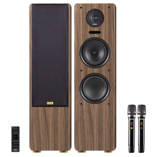 Dàn loa Kadma BS66, Bass 16cm, Công suất 180W x 2 kênh, Bluetooth 5.3, Optical, HDMI, Kèm 2 Mic