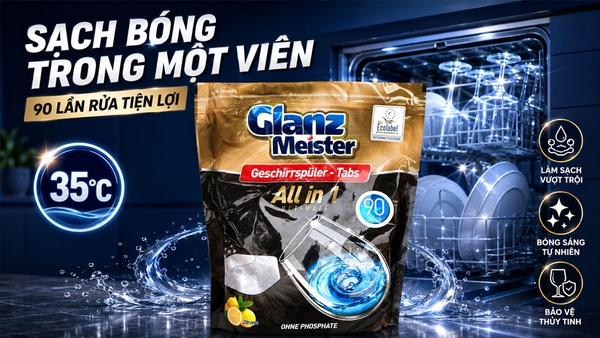 Giải pháp làm sạch và bảo vệ toàn diện với viên rửa chén Glanz Meister Alles in 1 Ultimate