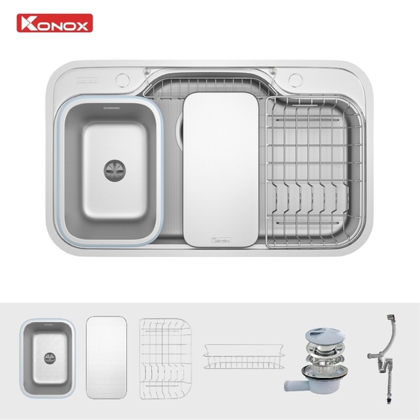 Chậu rửa bát Konox Dekor 8048SU Chống xước hạt Linen