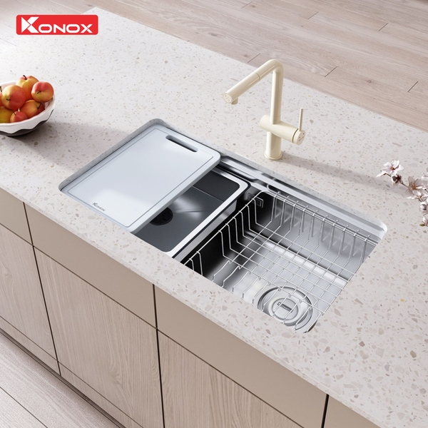 Chậu rửa bát KONOX Tari 780SM phong cách Nhật bề mặt mịn.
