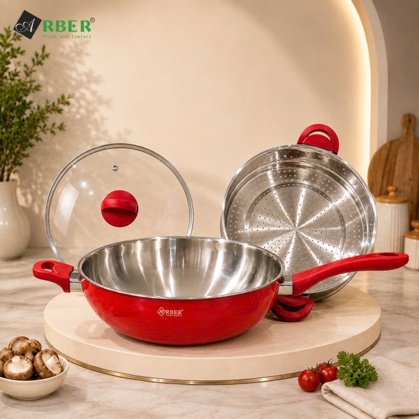 Chảo sâu lòng có xửng hấp CH30MD Arber 30cm đa năng