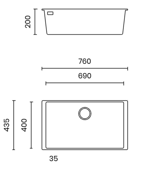Chậu rửa bát đá 1 hố Tasca Mito NT761B - Chính hãng Nobinox