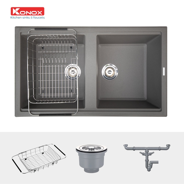 Chậu rửa bát đá Granite Konox Phoenix Smart 860 Grey