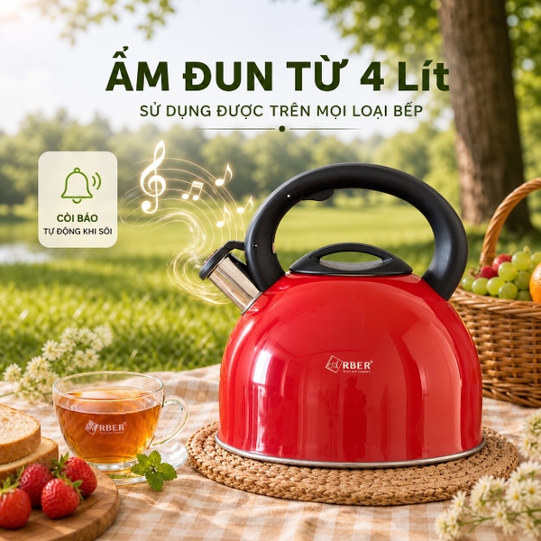 Ấm đun nước Arber AB04LSMĐ 4L inox 304