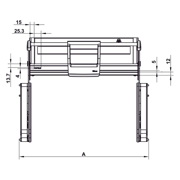 Rổ nâng hạ Utensio Plus H2 Khay đơn 504.68.374 | Màu Than Chì (700mm)