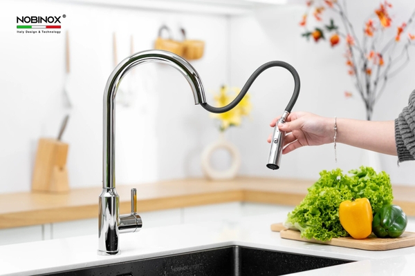 Vòi rửa bát dây rút Nobinox Ivy NX202