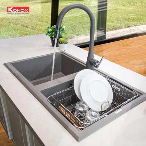 Vòi rửa bát dây rút Konox Curva Grey