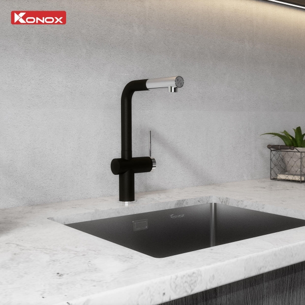 Vòi rửa bát Konox Stream Smart Black - PVD Đen Italy