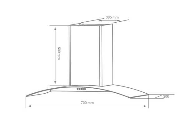 Máy hút mùi KOCHER K-8070I - Kính cong - Màu bạc