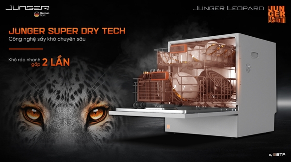 Máy rửa bát Junger DWJ-100 - Rửa sạch khô tuyệt đối, AI Smart Plus