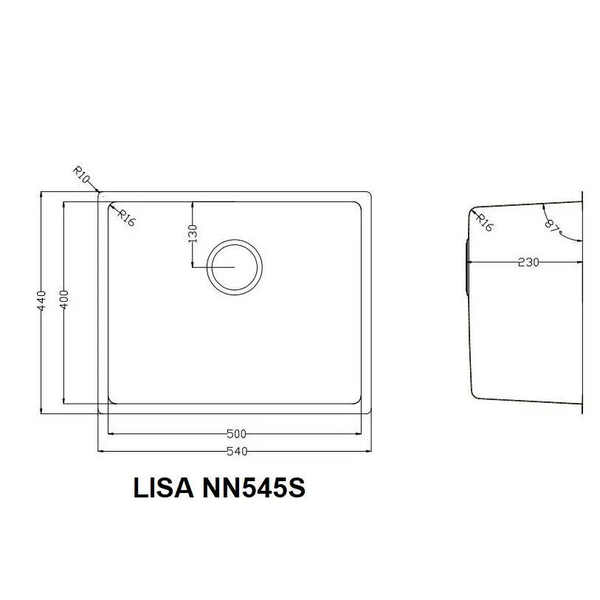 Chậu rửa bát 1 hố Nobinox LISA NN545S - Inox 304 POSCO - Vân đá