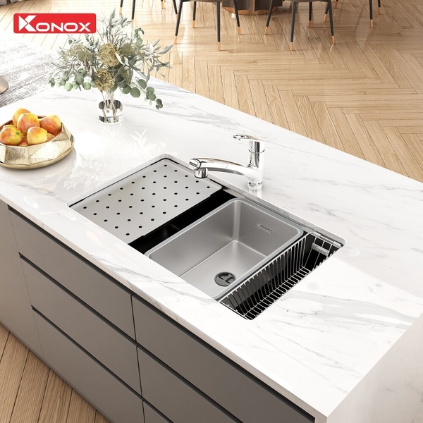 Chậu rửa bát Konox Dekor 8044SU - Linen mới chống xước