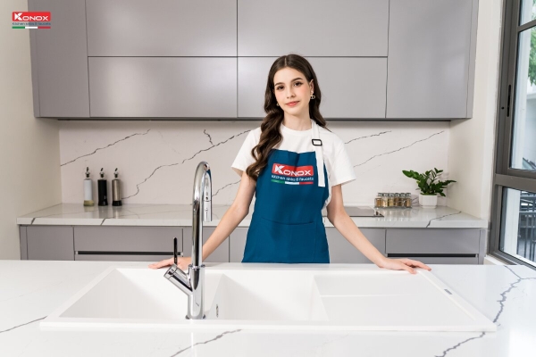 Chậu rửa bát đá Livello Smart 1160 White Silver