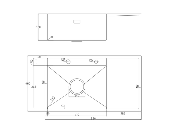 Chậu rửa bát Nobinox LUMIA NJ558B 1 hố inox 304 có bàn chờ