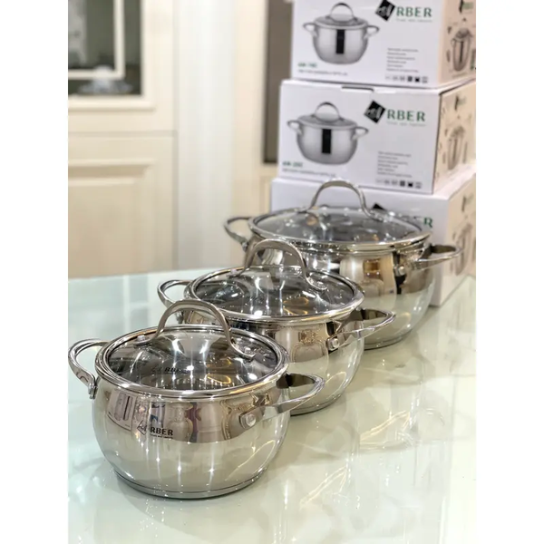 Nồi Đơn Inox 3 Đáy Arber AN-24C 24cm Có Nắp Kính