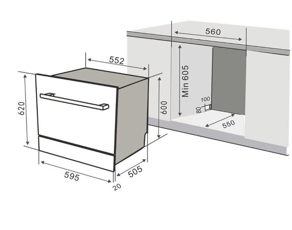 Máy rửa chén bán âm KAFF KF-BISW800