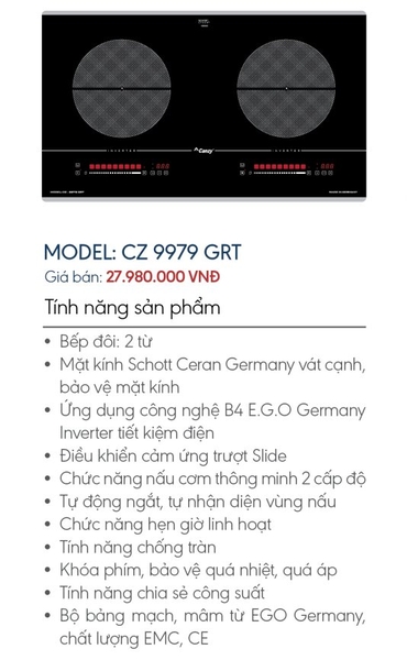 Bếp từ Canzy CZ-9979 GRT - Made in Germany