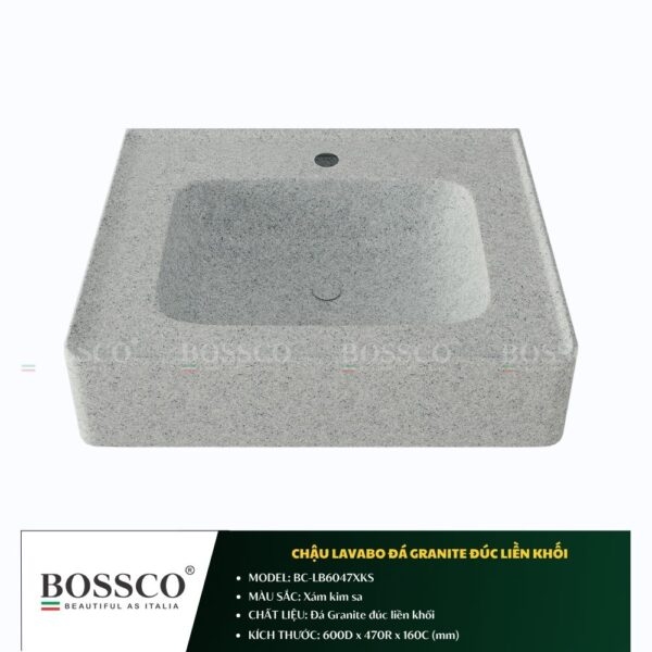 Chậu Lavabo Đá Granite Đúc Liền Khối BOSSCO BC-LB6047XKS