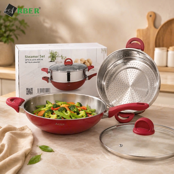 Chảo sâu lòng có xửng hấp CH30MD Arber 30cm đa năng