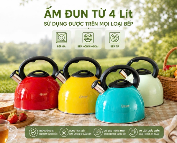 Ấm đun nước Arber AB04LSMĐ 4L inox 304
