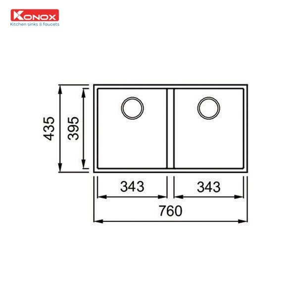 Chậu rửa bát đá Konox Veloci 760D Black