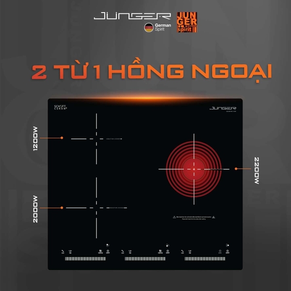 Bếp Từ Hồng Ngoại 3 Vùng Nấu Junger JG CEJ-300-IIF - Schott Ceran